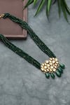 Shop_Paisley Pop_Green Stone Floral Carved Pendant Necklace _at_Aza_Fashions