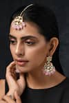 Buy_Paisley Pop_Pink Quartz Reema Kundan Embellished Maangtikka With Earrings _at_Aza_Fashions