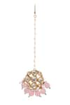 Shop_Paisley Pop_Pink Quartz Reema Kundan Embellished Maangtikka With Earrings _Online_at_Aza_Fashions