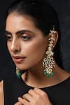 Buy_Paisley Pop_Green Kundan Embellished Dangler Earrings _at_Aza_Fashions