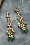 Shop_Paisley Pop_Green Kundan Embellished Dangler Earrings _at_Aza_Fashions