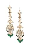 Paisley Pop_Green Kundan Embellished Dangler Earrings _Online_at_Aza_Fashions