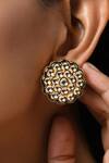 Shop_Paisley Pop_Gold Plated Kundan Floret Carved Studs _Online_at_Aza_Fashions