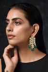 Buy_Paisley Pop_Green Kundan Handcrafted Earrings _at_Aza_Fashions