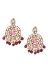 Buy_Paisley Pop_Red Kundan Handcrafted Floral Pattern Earrings _Online_at_Aza_Fashions