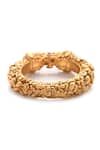 Paisley Pop_Gold Plated Temple Work Embossed Bangle _at_Aza_Fashions