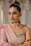 Buy_Paisley Pop_Green Kundan Floral Carved Choker Set _at_Aza_Fashions