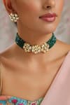 Buy_Paisley Pop_Green Kundan Floral Carved Choker Set _Online_at_Aza_Fashions