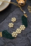 Buy_Paisley Pop_Green Kundan Floral Carved Choker Set 