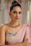 Paisley Pop_Gold Plated Kundan Tear Drop Carved Necklace Set _Online_at_Aza_Fashions