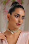 Buy_Paisley Pop_Gold Plated Kundan Flower Cutwork Choker _at_Aza_Fashions