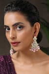 Buy_Paisley Pop_Pink Kundan Pragati Floral Earrings _at_Aza_Fashions