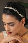 Paisley Pop_Green Kundan Pearl String Headband _at_Aza_Fashions