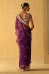 Shop_Sheetal Batra_Purple Saree Silk Organza Embroidered Dabka V Neck Hannah With Blouse _at_Aza_Fashions