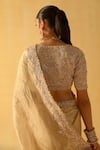 Shop_Sheetal Batra_Gold Handwoven Silk Tissue Embroidered V Neck Maheen Saree With Blouse _at_Aza_Fashions