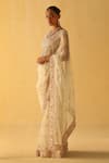 Buy_Sheetal Batra_Ivory Saree Silk Organza Embroidered Dabka Maliha Daisy With Blouse _at_Aza_Fashions