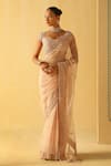 Buy_Sheetal Batra_Pink Saree Silk Organza Embroidered Dabka Maliha Zardosi With Blouse _at_Aza_Fashions