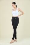 Naintara Bajaj_Black Nr Roma Solid Fitted Jegging_Online_at_Aza_Fashions