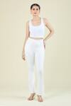 Naintara Bajaj_White Nr Roma Straight Solid Jegging_Online_at_Aza_Fashions