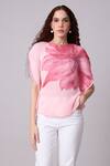 Buy_Scarlet Sage_Pink Polyester High Neck Darell Floral Pattern Top_at_Aza_Fashions