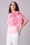 Buy_Scarlet Sage_Pink Polyester High Neck Darell Floral Pattern Top_Online_at_Aza_Fashions