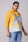 Shop_Scarlet Sage_Yellow 100% Polyester Floral Collar Edith Pattern Shirt _Online_at_Aza_Fashions