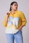 Buy_Scarlet Sage_Yellow 100% Polyester Floral Collar Edith Pattern Shirt 