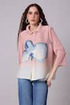 Buy_Scarlet Sage_Pink 100% Polyester Floral Collar Edith Detailed Shirt _Online_at_Aza_Fashions