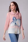 Buy_Scarlet Sage_Pink 100% Polyester Floral Collar Edith Detailed Shirt 