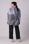 Shop_Scarlet Sage_Grey 100% Polyester Print Abstract Straight Neck Astra Geometric Top _at_Aza_Fashions