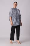 Scarlet Sage_Grey 100% Polyester Print Abstract Straight Neck Astra Geometric Top _Online_at_Aza_Fashions