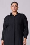 Buy_Scarlet Sage_Black 100% Polyester Plain Collared Neck Catherine Shirt Dress _Online_at_Aza_Fashions