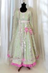 Buy_FAYON KIDS_Green Georgette Embroidered Anarkali With Dupatta _at_Aza_Fashions