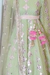 FAYON KIDS_Green Georgette Embroidered Anarkali With Dupatta _Online_at_Aza_Fashions