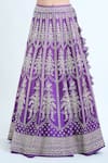 Anushree Reddy_Purple Raw Silk Embroidered Floral Cutwork Scoop Lehenga Set _Online_at_Aza_Fashions