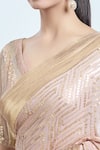 Nakul Sen_Pink Chiffon Embellished Sequins V Neck Geometric Work Saree With Blouse _Online_at_Aza_Fashions