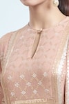 Nakul Sen_Pink 100% Silk Chiffon Embellished Floral Sequin Embroidered Kurta Palazzo Set _at_Aza_Fashions