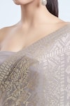 Shop_Nakul Sen_Grey 100% Silk Chiffon Embellished Work Saree With Unstitched Blouse Piece _Online_at_Aza_Fashions