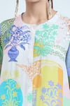 Pankaj & Nidhi_Multi Color Silk Crepe Hand Embellished Floral Round Arch Pattern Tunic _at_Aza_Fashions