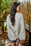 Shop_Grassroot By Anita Dongre_Ivory 100% Modal Block Printed Floral Keyhole Floret Top _at_Aza_Fashions