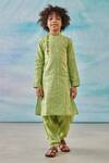 Buy_CUTE COUTURE_Green Cotton Silk Lurex Embroidery Floral Kurta With Salwar _at_Aza_Fashions