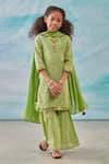 Buy_CUTE COUTURE_Green Kurta And Sharara Cotton Silk Lurex Embroidery Floral & Set _at_Aza_Fashions