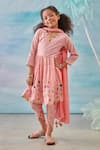 Buy_CUTE COUTURE_Pink Kurta And Tulip Pant Cotton Silk Lurex Embroidery Floral Peplum & Set _at_Aza_Fashions