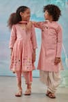 CUTE COUTURE_Pink Kurta And Tulip Pant Cotton Silk Lurex Embroidery Floral Peplum & Set _Online_at_Aza_Fashions