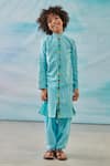 CUTE COUTURE_Blue Kurta Cotton Silk Lurex Embroidery Floral Thread With Patiala _Online_at_Aza_Fashions