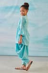 Buy_CUTE COUTURE_Blue Cotton Silk Lurex Embroidery Floral Tie Up Cape And Dhoti Pant Set _Online_at_Aza_Fashions