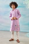 Buy_CUTE COUTURE_Purple Kurta And Bundi Cotton Silk Lurex Embroidery Floral Long & Churidar Set _at_Aza_Fashions