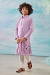 CUTE COUTURE_Purple Kurta And Bundi Cotton Silk Lurex Embroidery Floral Long & Churidar Set _Online_at_Aza_Fashions