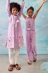 Buy_CUTE COUTURE_Purple Kurta And Bundi Cotton Silk Lurex Embroidery Floral Long & Churidar Set 