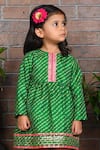 Buy_APRICOTKIDS_Green Cotton Embellished Leheriya Pattern Anarkali With Sharara _Online_at_Aza_Fashions